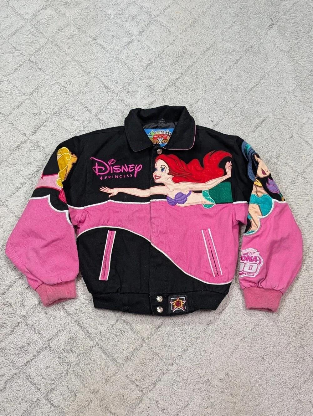 Vtg Disney JH Design Jacket Kids S Disney Princess Daytona 500 Jeff Hamilton